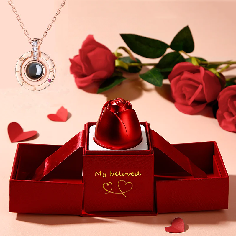 Metal Rose Necklace Gift Box – A Romantic Valentine’s Surprise
