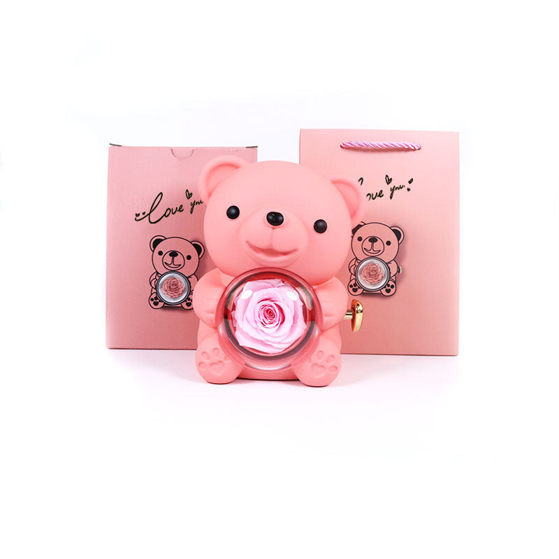 Rose Teddy Bear Gift Box with Necklace – Valentine’s Gift