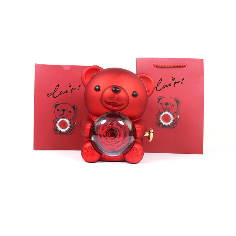 Rose Teddy Bear Gift Box with Necklace – Valentine’s Gift