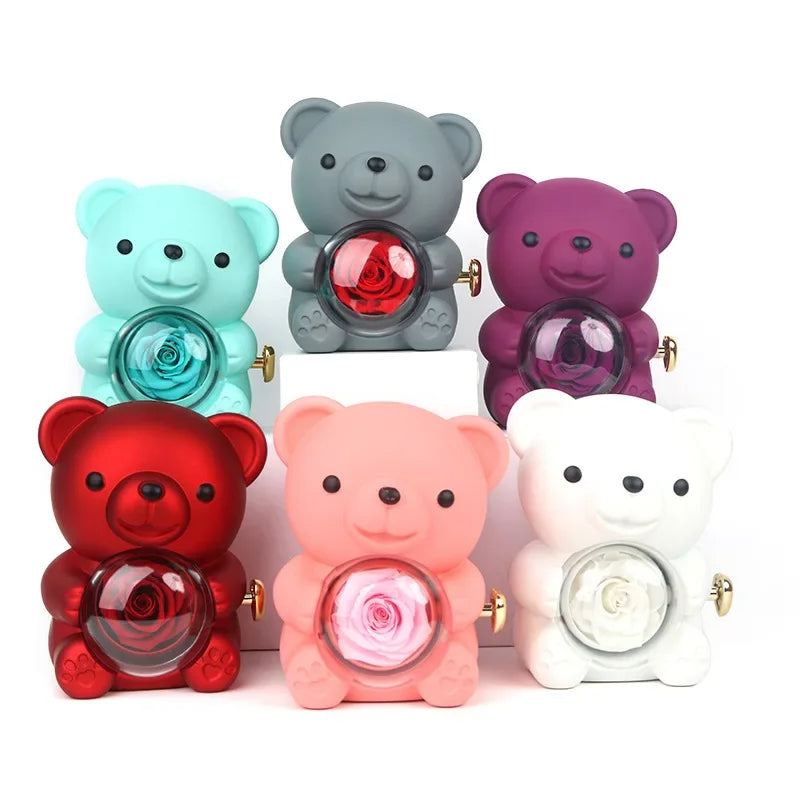 Rose Teddy Bear Gift Box with Necklace – Valentine’s Gift
