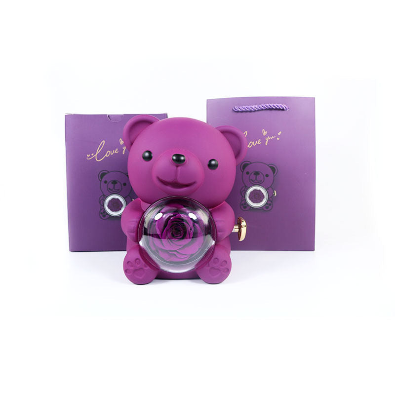 Rose Teddy Bear Gift Box with Necklace – Valentine’s Gift